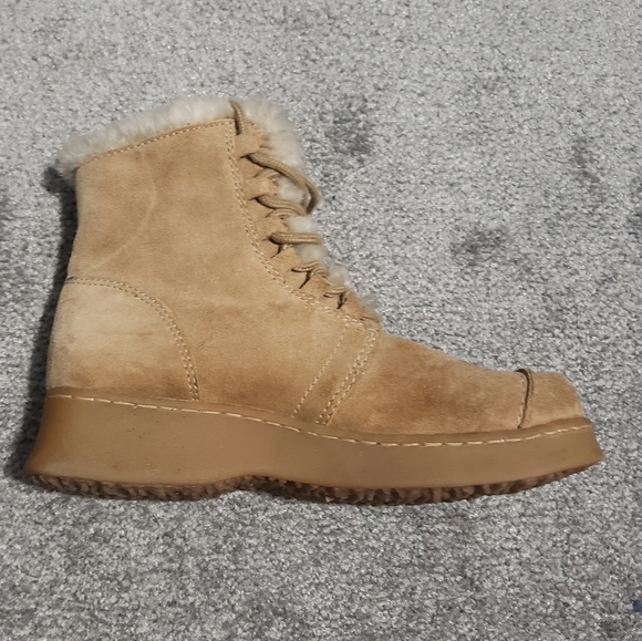 Report Sierra Leather Faur Boots Womens Size 7.5 Shearling Tan Platform - Picture 5 of 16